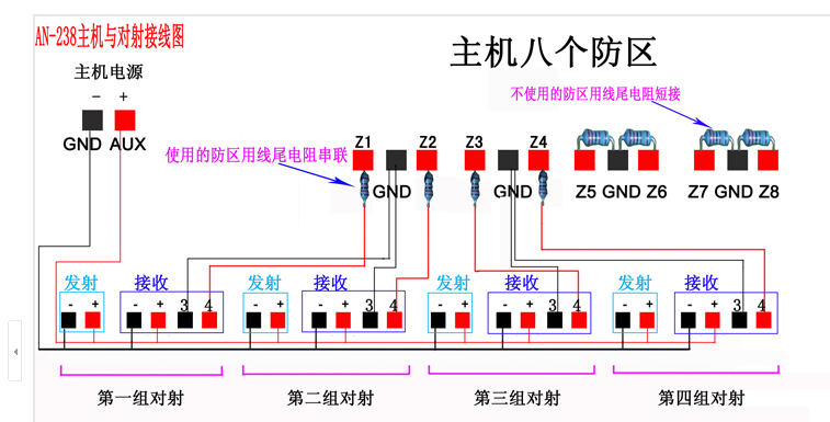 红外对射与主机离的很远怎么接线