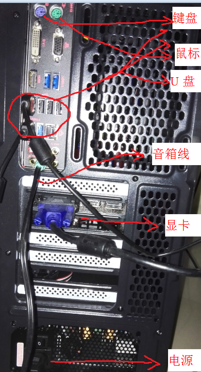 电脑主机紫色的线插哪